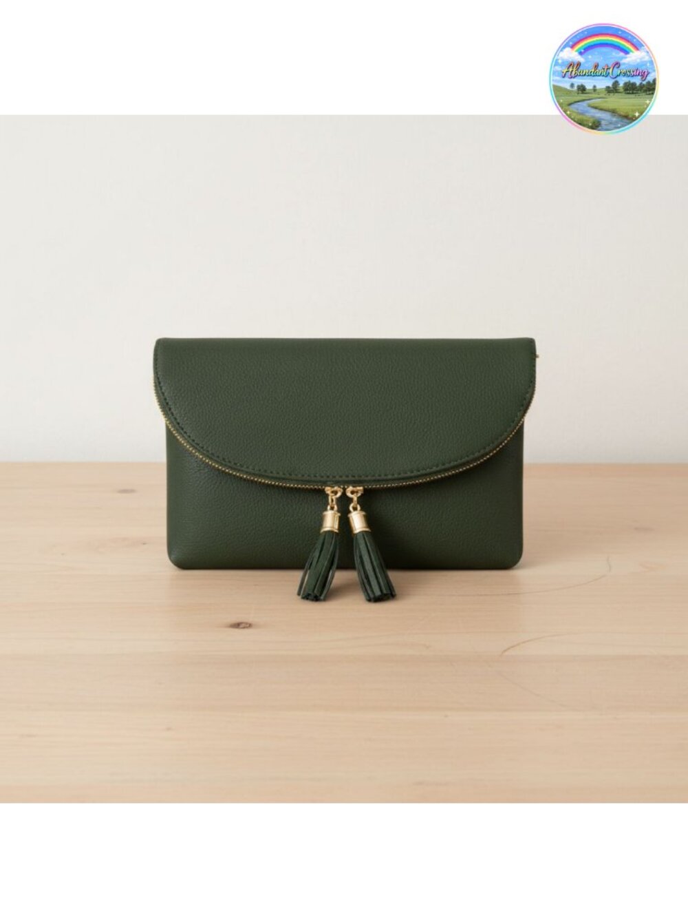 Solene Faux Leather Envelope Clutch Crossbody Bag with Tassels